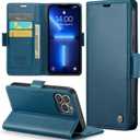 for iPhone 13 Pro Max Case, Premium PU Leather Wallet Case Flip Cover with [RFID Blocking][Card Holder][Stand Function] Shockproof Protective for iPhone 13 Pro Max, Blue