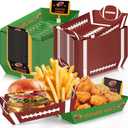 GiftPioneer 50Pcs Football Party Supplies, 5lb Football Food Plates, Paper Trays Disposable Bowls Nacho Trays for Gameday, Carnivals, Birthday, Sport, Party Decor (50) (Touchdown Sign)