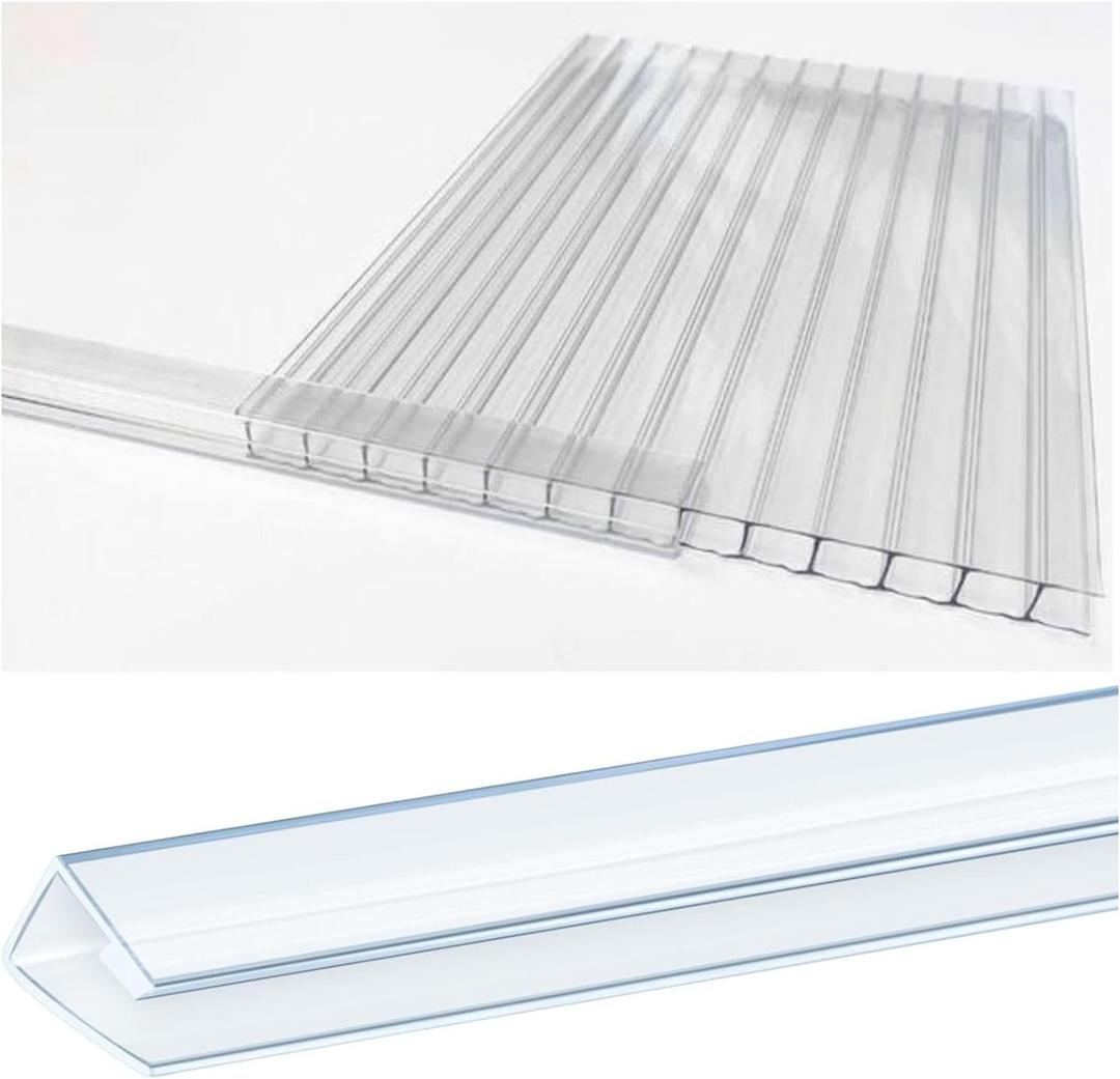 10 PCS Polycarbonate Greenhouse U Connector Profile 4ft Length, Fits 4mm Twin-Wall Polycarbonate Panels Duty Dust Rain & Moisture Protection Durabler (U Connectors 4mm-4ft), U-Clip 4 mm thick x 4 ft