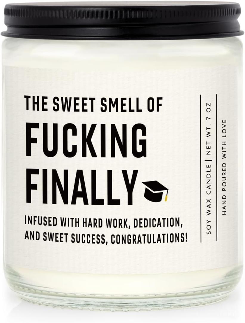 Shqiueos Funny Graduation Gifts for Her Him, Graduation Candle for Women Men Lavender Scented 7oz, 2025 Graduations Gifts for Masters Degree, College, High School, PhD Grad Gift for Nurse Law School (White)