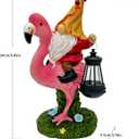 Gnomes Flamingo with Solar Lantern, Whimsical Decor for Garden, Yard, Patio, Lawn, LED Lights - Unique Gift for Women, Mom, Friends(Red Gnomes)