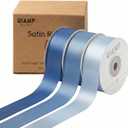 QIANF 1 Inch French Blue Double Face Satin Ribbon 45 Yards Light Blue Fabric Ribbon for Gift Wrapping, Flower Bouquets, Hair Bows, Wedding Decoration, Invitation Cards, Christmas (3 Rolls *15Yd)