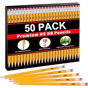 50 Pack Pencils #2，Pre-Sharpened HB Pencil Bulk with Top Erasers, Great Set for Office, School, and Classroom Supplies