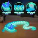 3D Printed Dragon - 24 inch Large Pearly Sheen Articulated Dragon Fidget Toy, 3D Printed Gift for Birthday, Figurine Decor(Glow Rainbow)