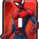 Open Road Brands Marvel Spider-Man Embossed Metal Light Switch Plate Decoration for Bedroom or Man Cave (Red)