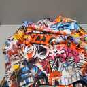 Men's Novelty Hip-hop Graffiti Cool Graphic Hoodies Hooded Colorful Totem Sweatshirts Pullover, Small, Purple (Pink)