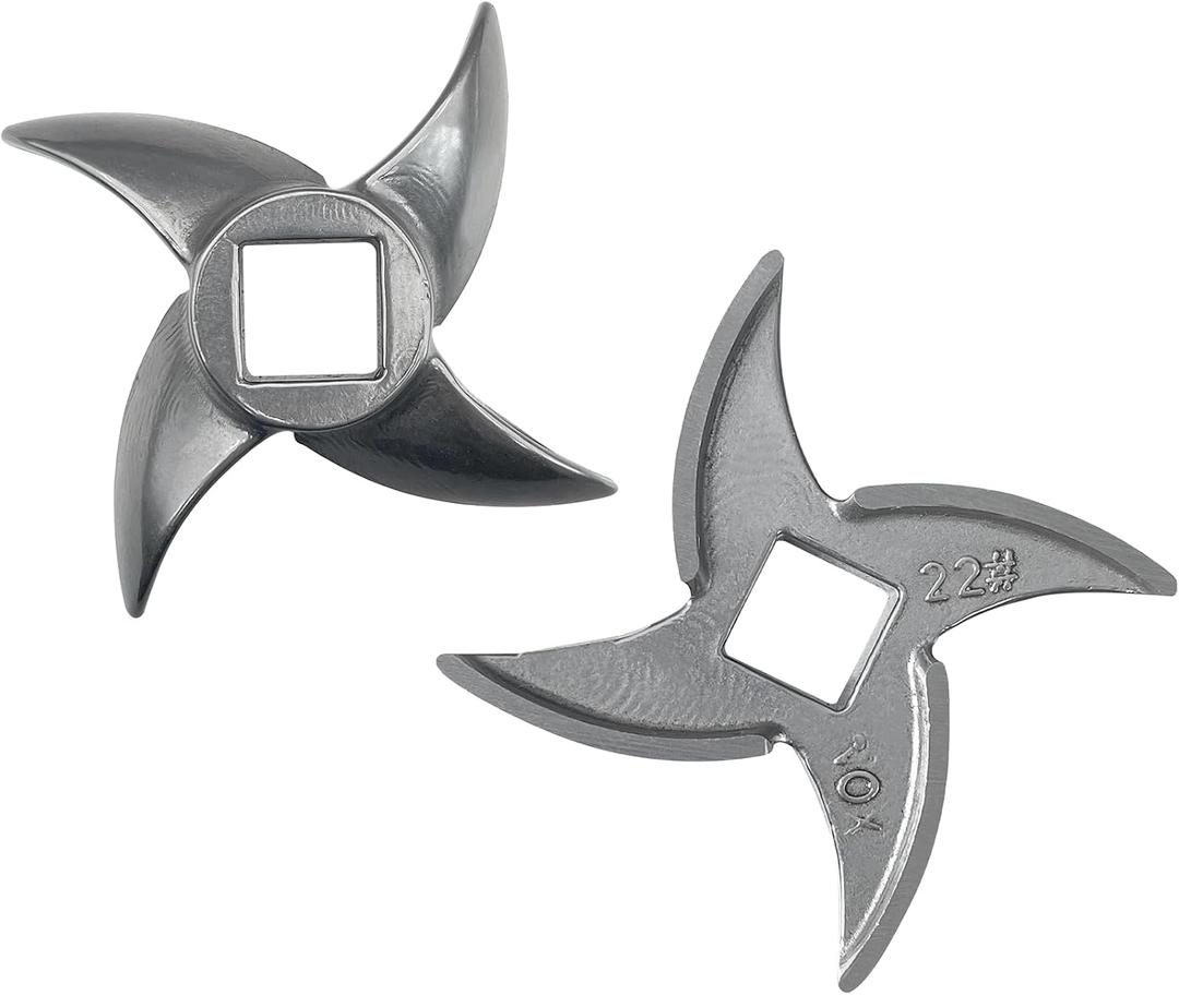 #22 Meat Grinder Blade Stainless Steel Knife Cutter Replacement, Please check the size and shape(2 pc)