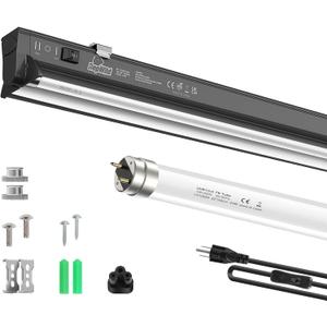 T5 HO 10.0 UVB Light for Reptiles, 24W Light Fixture Combo Kit with Switchable 5.0 & 10.0 UVB Output, 22" Tube UVA UVB Reptile Light for Reptile Eco-Tanks and Aquariums
