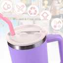 Mity rain 2PCS Silicone Tumbler Flip Straw Lid for Stanley Cup 40OZ, Spill Proof Lid Compatible with Stanley Quencher Flip Straw Lids for Cup Lid Replacement (Pink)