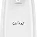BELLA Electric Can Opener and Knife Sharpener, Multifunctional Jar and Bottle Opener with Removable Cutting Lever and Cord Storage, Stainless Steel Blade, White