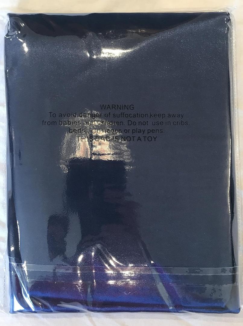 Standard/Queen Size 20" x 30" (50cm x 70cm) Soft Smooth Silk~y 100% Polyester Satin Pillow Cases, 2 Pillowcases per Set (1 Pair) (Navy Blue)