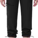 MAGCOMSEN Women's Hiking Pants UPF 50+ Water Resistant Quick Dry Lightweight Elastic Waist Cargo Pants with 4 Pockets (Black, L)