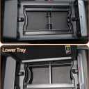 For 2026 Toyota RAV4 3PCS Double Layer Center Console Organizer Tray ABS Armrest Storage Box Easy to Pick Up&Install, 6th Gen Hybrid&Plug-in Hybrid Interior Accessories