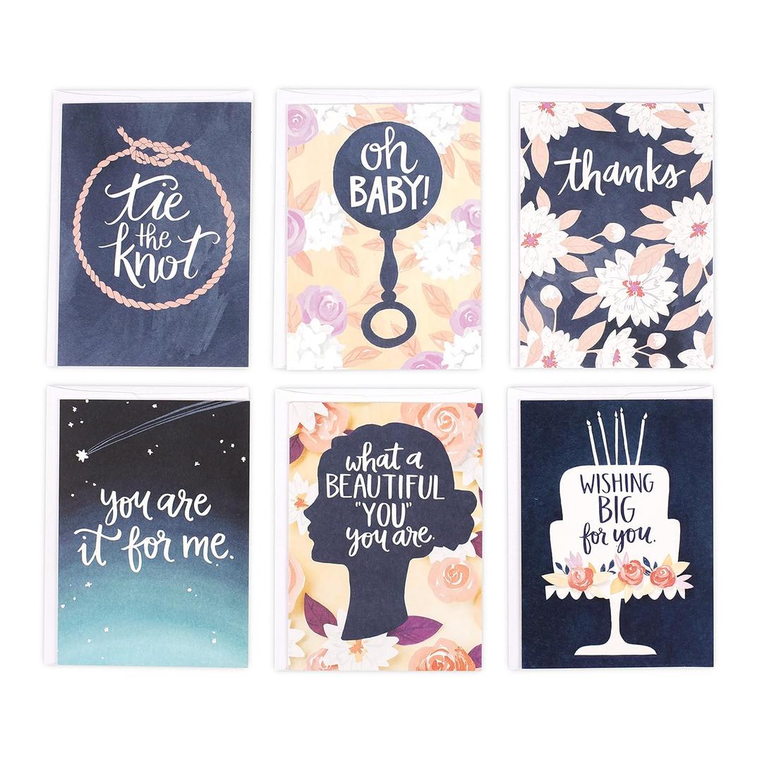 Hallmark Studio Ink Carrie Shryock Greeting Card Assortment (6 Cards with Envelopes)