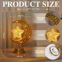 Ramadan Decorations Moon Lamp, Ramadan Decorations for Home, Crescent Moon and Star Lamp for Eid Mubarak Decor, USB & Battery Dual Powered Enchanted Lunar Night Light for Table Decor