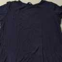 Elbow-Sleeve Rib-Knit T-shirt L, Navy Blue