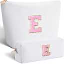 Teen Girl Travel Essentials - Birthday Gifts for Girls Teens Kids Daughter Sister Her,Cute Trendy Stuff Makeup Bag Set Cosmetic Bag - White,E