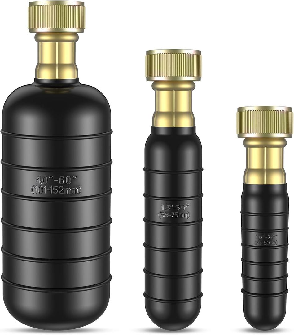 3 Pcs Drain Bladder Kit, Drain Cleaning Bladder Fits 1" to 6" Pipes, Rubber Drain Bladder Unclogger for Bathroom Sinks, Showers, Swimming Pool Drains, Kitchen Sinks and Main Drains