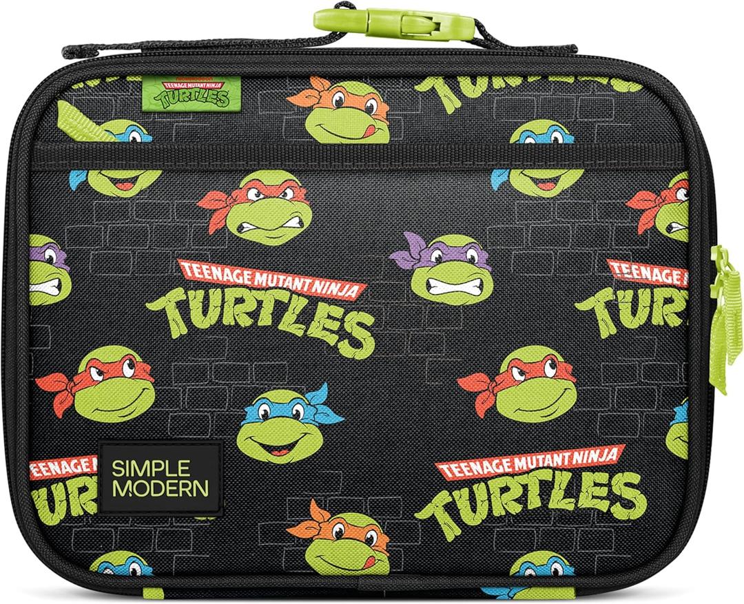 Simple Modern Nickelodeon Viacom Kids Lunch Box for School | Reusable Insulated Lunch Bag for Toddler, Boy | Meal Containers with Exterior & Interior Pockets | Hadley Collection | TMNT Turtles Unite (Regular)