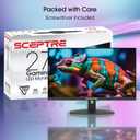 Sceptre 27-inch Prime Gaming Monitor 100Hz 1ms DisplayPort HDMI x2 100% sRGB AMD FreeSync Build-in Speakers, Eye Care Frameless Machine Black 2025 (E275W-FW100T Series)