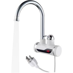 110V Instant Tankless Electric Water Heater Faucet 360 Rotating Hot Water Faucet with LED Digital Display Fast Heating Tap for Kitchen Bathroom Big Lateral Bend