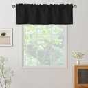 XWZO Rectangle Textured Window Valance for Kitchen Basement Rod Pocket Antiwrinkle Jacquard Small Window Kitchen Curtain Valance Cafe Curtains Black, One Panel, Rustic Home Décor 60 by 15 Inches