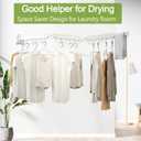Kelisiting Clothes Drying Rack, Laundry Drying Rack Wall Mounted, [No-Drill & Drilling to Choose] 3-Fold Laundry Drying Racks for Hanging Clothes, Foldable & Sturdy Space Saver for Laundry Room -White
