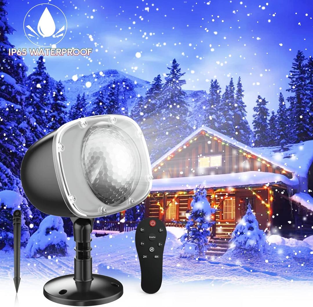 Christmas Snowfall Lights Projector Outdoor,Indoor Holiday Projector Lights with Remote Control, Rotating Snow Falling Projector Lamp for Halloween Xmas Wedding Garden Landscape Decorative(Snow Spots)