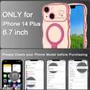 Case for iPhone 14 Plus with Magnetic Stand, Luxury Plating Curly Wavy Frame and Cute Heart Pattern, Lens Edge Raised Protection, Slim Shockproof Soft Case for iPhone 14 Plus-Pink
