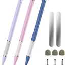 Bopomofo Stylus Pen for Touchscreen,3 PCS 2-in-1 Magnetic Stylus Pen High Sensitivity & Precision Stylus,Extended Pen Body Design,Compatible with Touch Screens(Blue/Purple/Pink)