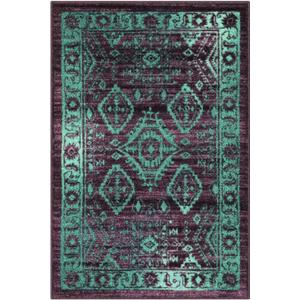 Maples Rugs Georgina Traditional Kitchen Rugs - Non Skid Accent Area Rug [Made in USA], Winberry/Teal, 2'6 x 3'10 (AG5831408) (2'6" x 3'10" (Rectangular), Wineberry/Teal)