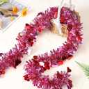 Valentines Day Decorations 100 Feet Valentine Tree Garland Pink Red Heart Metallic Twisted Hanging Stramer for Valentine's Day Wedding Decoration Party Supply (Pink)