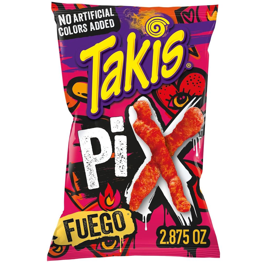 Takis Fuego Pix Snack Size Bag, Hot Chili Pepper & Lime Flavored Extreme Spicy Crunchy Corn Puff Snack, Expiry: 09/26/26