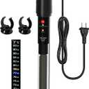 PULACO 200Watt Aquarium Heater for 25-50 Gallon Fish Tank, Adjustable Submersible Heater Thermostat with Thermometer Strip and Suction Cup