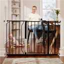 Regalo Safety 29-49" Easy Step Extra Wide Baby Gate for Doorways & Bottom of Stairs, Pressure Mounted Safety Gate with Door for Babies, Toddlers & Pets, Black