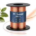 Therwen 100ft 14 Gauge Copper Wire for Gardening, Electroculture, Bonsai, Jewelry Making Beading DIY Craft Pure Bare Copper Wire Spool