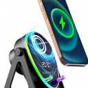 5 in 1 Induction Bluetooth Speaker with Phone Stand, 1800mAh RGB Lighting Induction Speaker, 360 Surround Sound, 4-13" Device Fit, Ideal for Men Women, Parties, Gaming