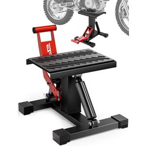 JFG RACING Motorcycle Dirt Bike Stand 1000Lbs Capacity Lift Jack Hoist Table Height Adjustable Lifting Stand Ideal for Dirt Pit Bike Repair&Maintainance,Dirt Bike Accessories (red)