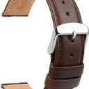 Leather Watch Band Men - Brown Quick Release Watch Strap for Women Replacement - Soft Smart Watch Bracelet with Clasp Buckle for ladies - 14mm 16mm 18mm 19mm 20mm 21mm 22mm 23mm 24mm