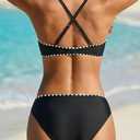 Yonique Womens Push Up Bikini Set - Two Piece Swimsuit V Neck Crisscross Back Bathing Suit 2025 Swimwear (Black, S)