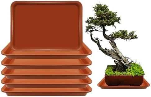 TNTIWQ 6 Pack 12.5 Inch Rectangle Plant Saucers for 7.8 Inch Pots - Indoor Outdoor Drip Tray for Planters - Plastic Planter Water Tray(Terracotta, 12.5"x9"(6pcs))
