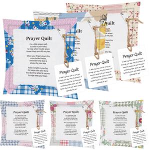 5 x Bozidol 6 Pcs Mini Prayer Quilt with Cross Inside, Portable Scripture Pocket Prayer Quilt Squares Christian Gifts for Women Easter Mother's Day Pastor Appreciation Sympathy Gifts
