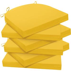 Wellsin Outdoor Chair Cushions for Patio Furniture - Patio Chair Cushions Set of 6 - Water Resistant Round Corner Outdoor Seat Cushions 17"X16"X2", Yellow