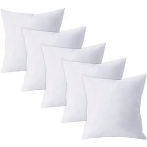 QUBA LINEN Throw Pillow Inserts (Set of 5, White), 18x18 Inches - Premium Cushion Fillers for Sofa, Bed, and Home Décor (18x18 Inch (Pack of 5))