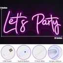 Let's Party Neon Signs, Neon Light Sign for Wall Decor 20 x 9Inches Large LED Neon Sign Art Decorative Lights for Wedding Party Home Bar Store Festival, Pink