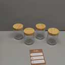 DRKIO 16 Oz Overnight Oats Containers with Bamboo Lids - 4 Pack Glass Storage Jars with Airtight Lids Wide Mouth Mason Food Jars Great for Meal Prep Salad Chia Pudding Snacks Yogurt Sugar Spice Cereal