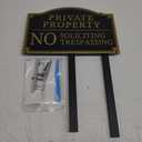 SmartSign Private Property Sign for Yard, No Soliciting Loitering Trespassing Garden Plaque | 5.75" x 9.5" Aluminum Plaque with 18" Black Lawn Stake, Made in USA