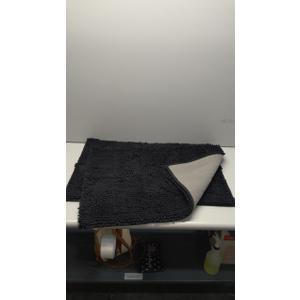 H.VERSAILTEX Black Bathroom Rug Set 2 Piece, Bath Mats for Bathroom Floor, Super Thick Soft Shaggy Chenille Bath Mats Machine Washable, Dry Fast Water Absorbent Bath Mats(20" x 32"/17" x 24")