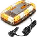 72LED Roof Top Emergency Strobe Beacon Lights, 12-24V High Visibility Safety Warning Mini LED Strobe Light bar with Magnetic Base for Snow Plow, Trucks, Construction Vehicles (Amber/White)