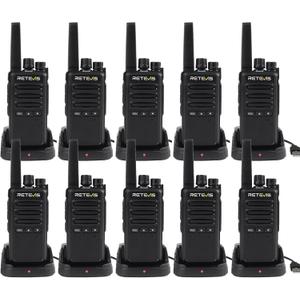 Retevis RT68B Walkie Talkies Long Range, Compact Handsfree Rechargeable 2 Way Radios with Charging Base, Emergency Alarm, FRS Walkie Talkie for School Security Warehouse(10 Pack)